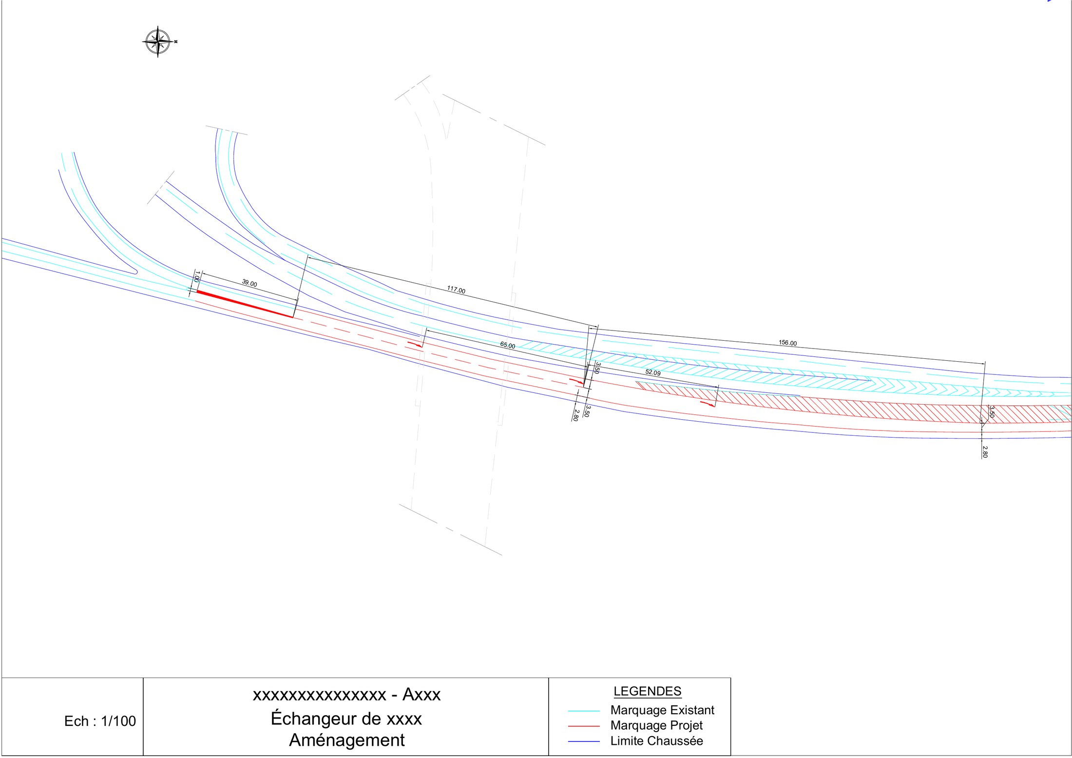 Road interchange design study created in AutoCAD