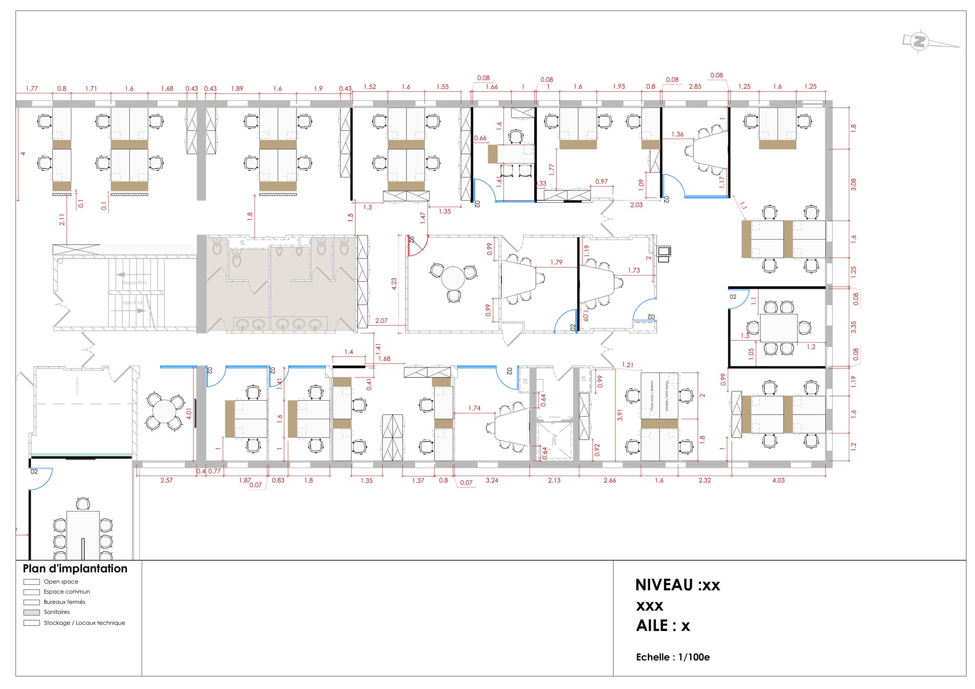 Interior building layout plan created in AutoCAD
